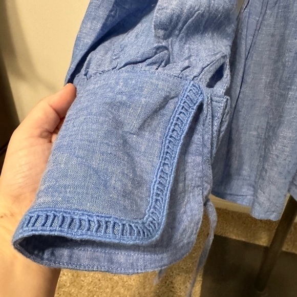 a loves a Blue Embroidered Bohemian Linen Top size medium Western Rodeo Country - Picture 6 of 9